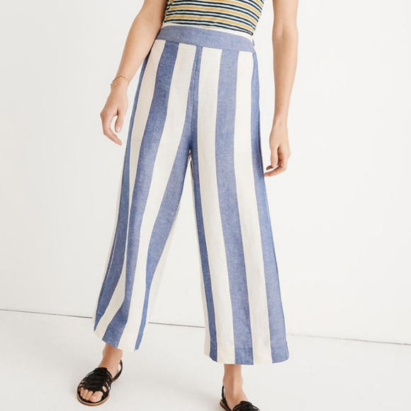 Madewell Huston Cropped Pull On Striped Pants - Picture 2 of 6